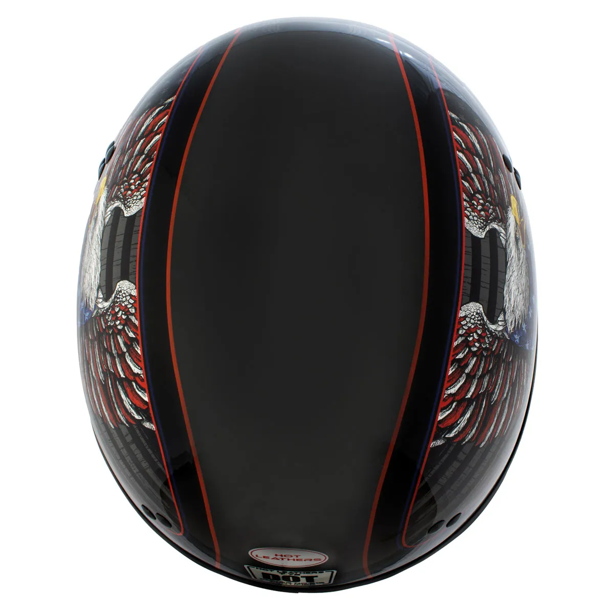 HLD1037 Gloss Black 'Up Wing Eagle USA' Advanced DOT Unisex Half Helmet with Drop Down Tinted Visor