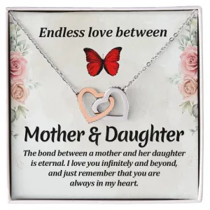 Interlocking Hearts Necklace, Custom Message Card