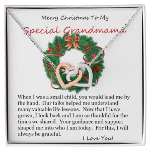 Interlocking Hearts Necklace, For Her, Grandmother, For Grandmama, Mother, Christmas, Birthday, with Message Card