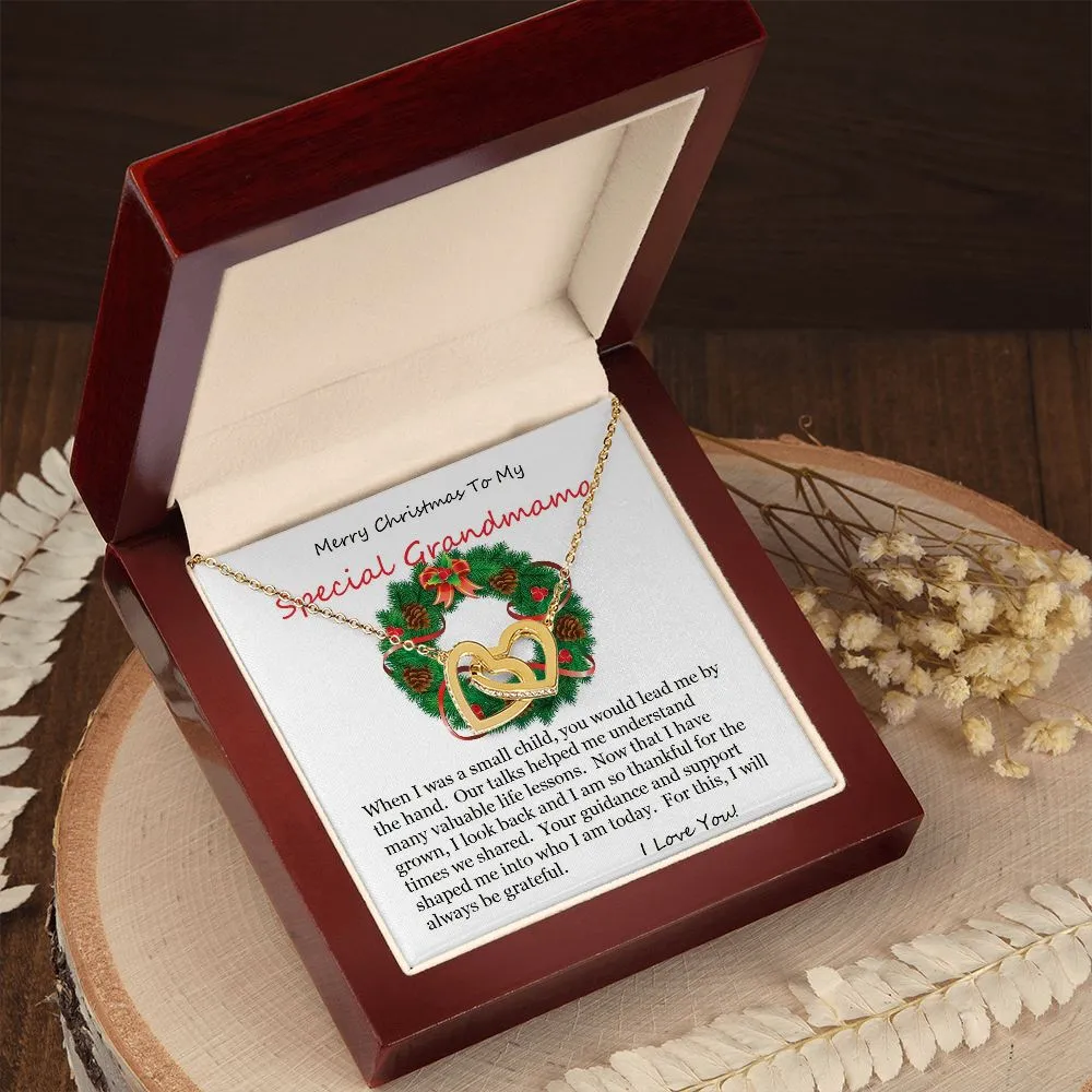 Interlocking Hearts Necklace, For Her, Grandmother, For Grandmama, Mother, Christmas, Birthday, with Message Card