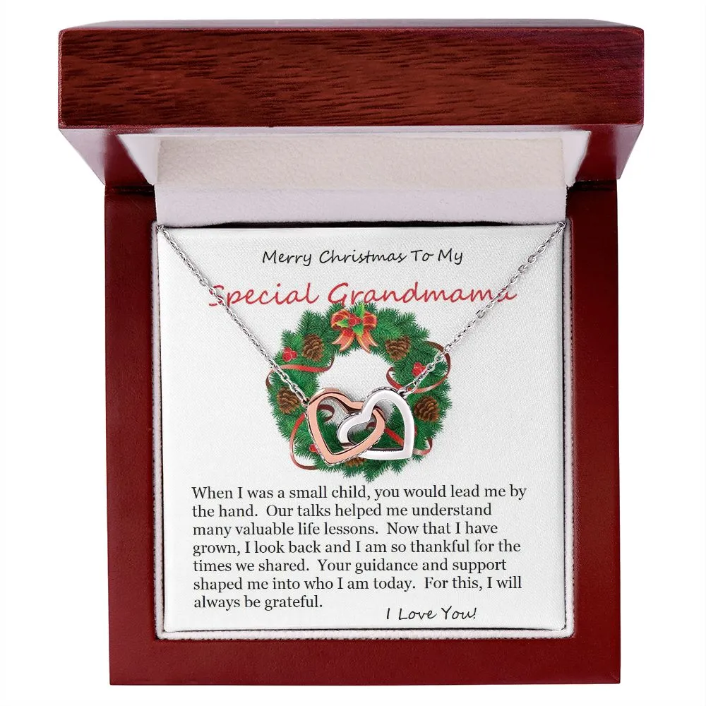 Interlocking Hearts Necklace, For Her, Grandmother, For Grandmama, Mother, Christmas, Birthday, with Message Card