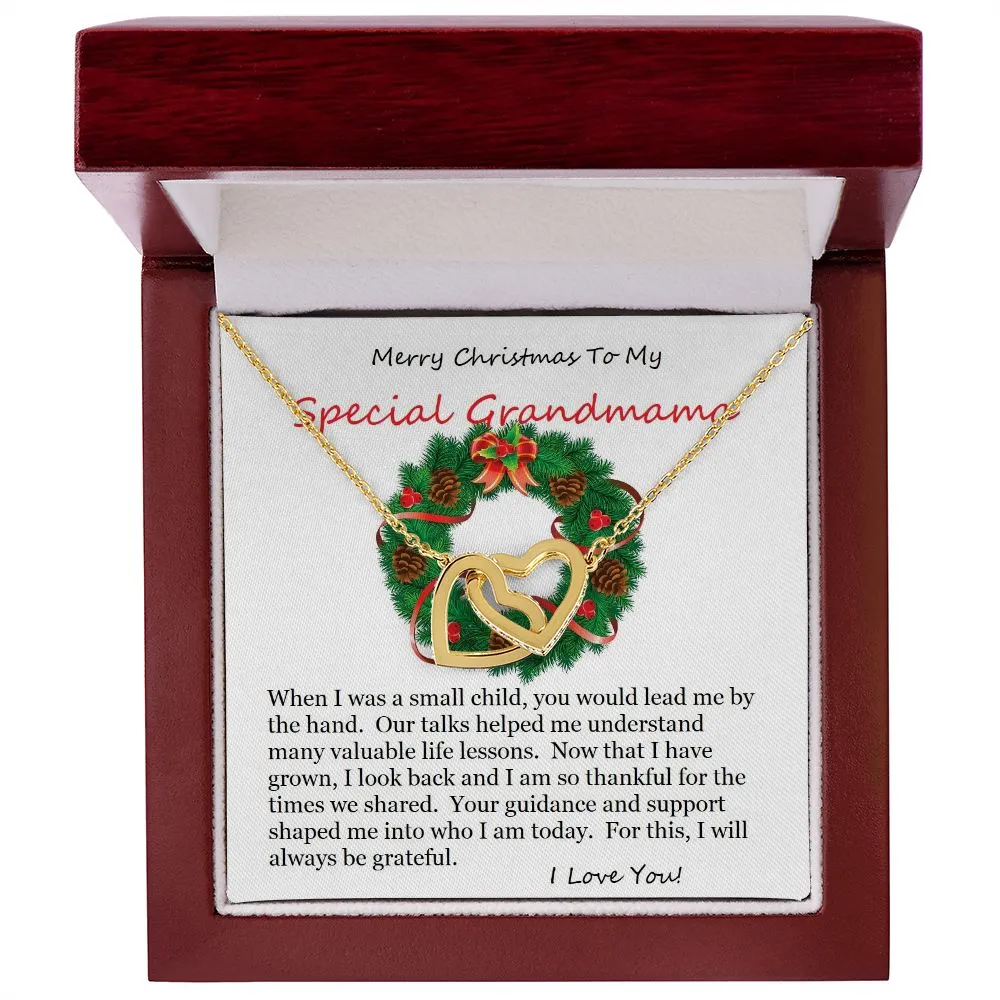 Interlocking Hearts Necklace, For Her, Grandmother, For Grandmama, Mother, Christmas, Birthday, with Message Card
