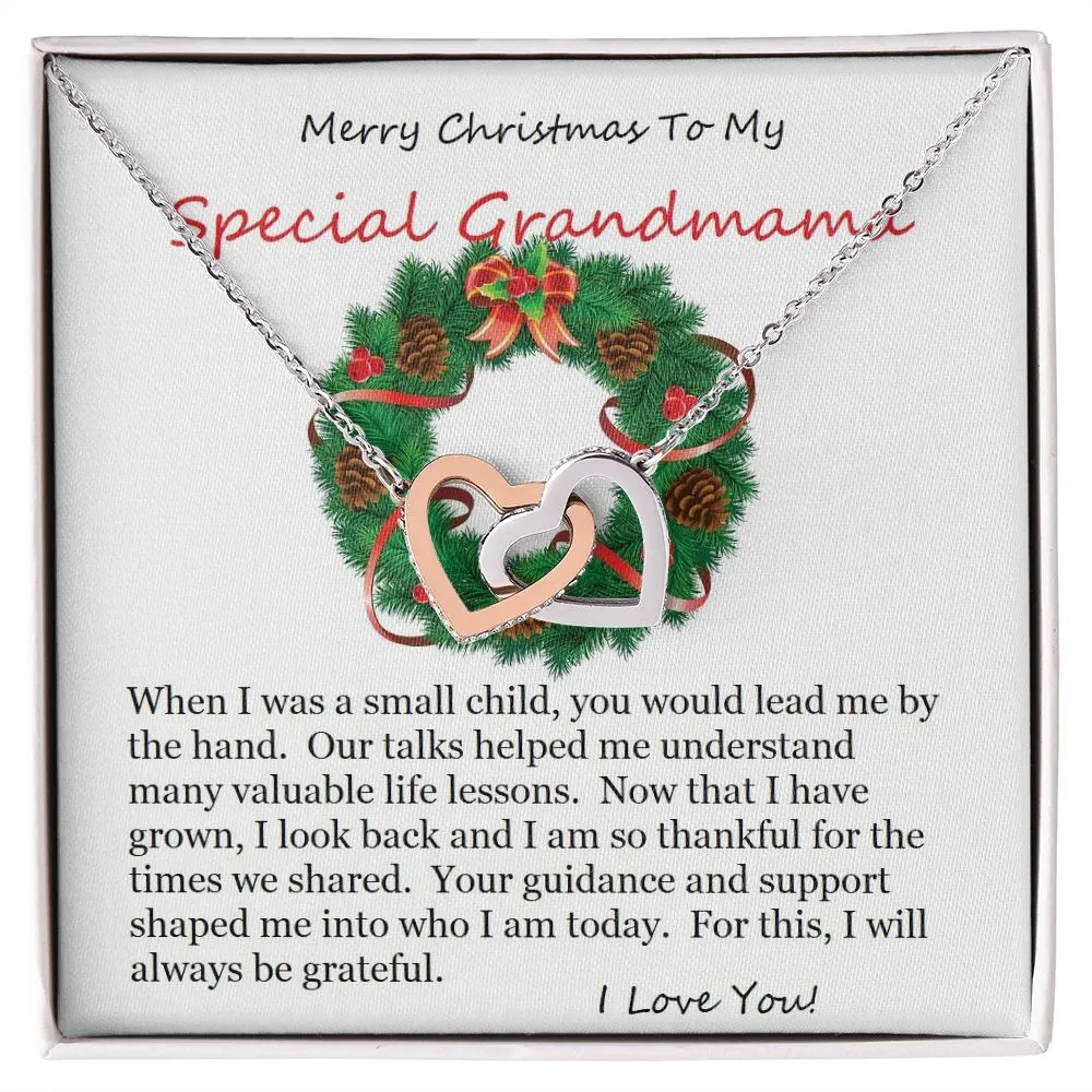 Interlocking Hearts Necklace, For Her, Grandmother, For Grandmama, Mother, Christmas, Birthday, with Message Card