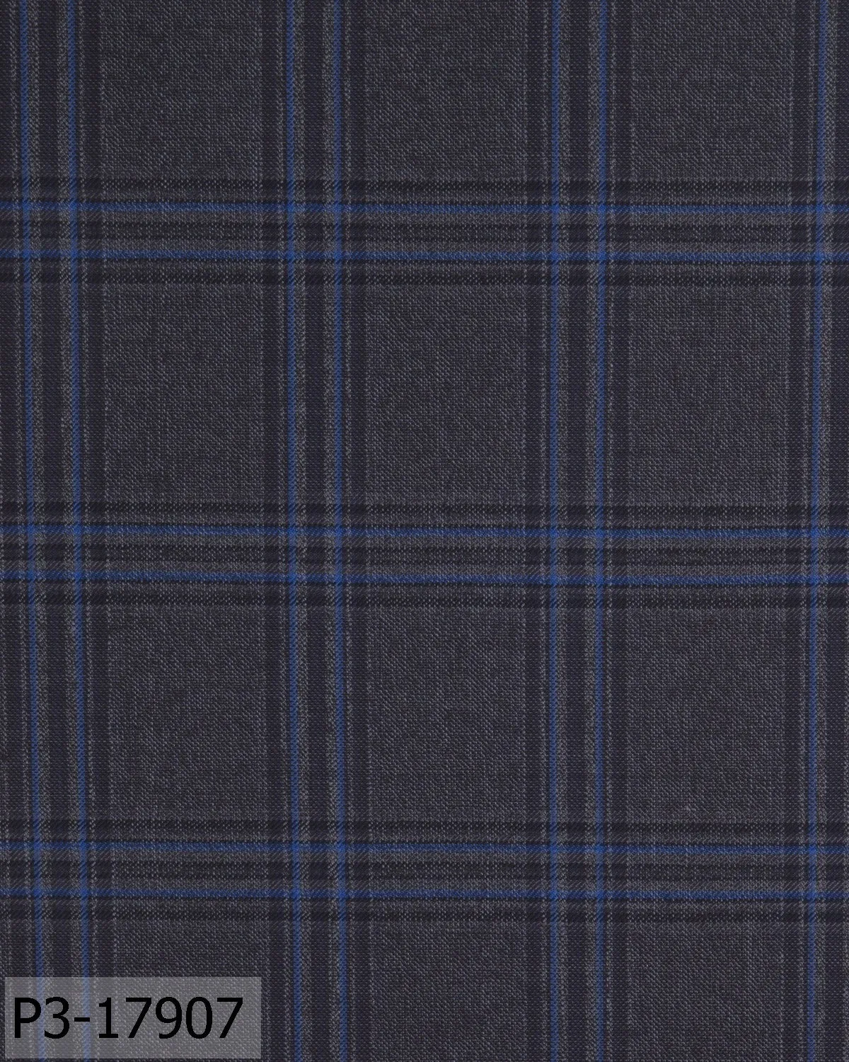 Iron Grey With Sapphire Blue Check Pant