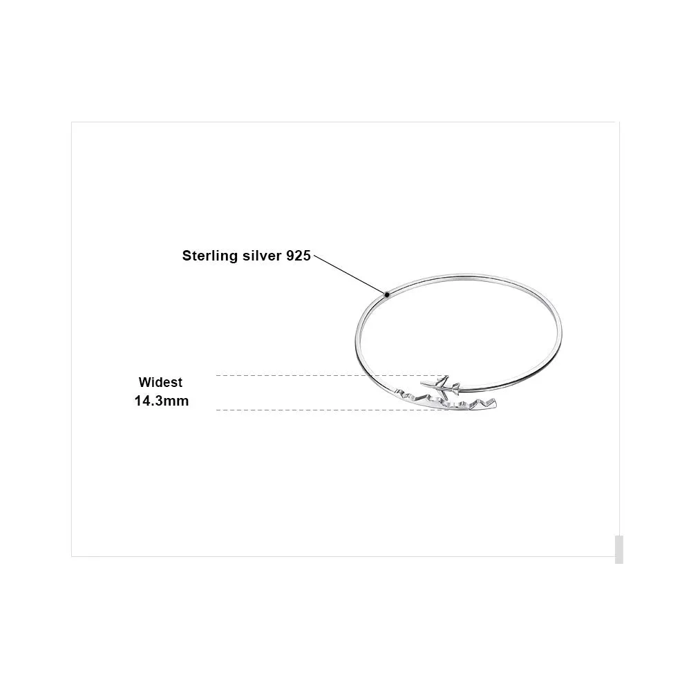 JewelryPalace 925 Sterling Silver World Travel Souvenir Airplane Adjustable Open Bangle Bracelet