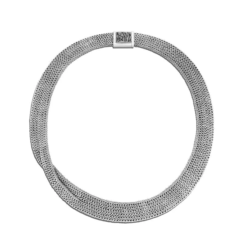John Hardy Classic Chain Flat Woven Collar Necklace, 18"
