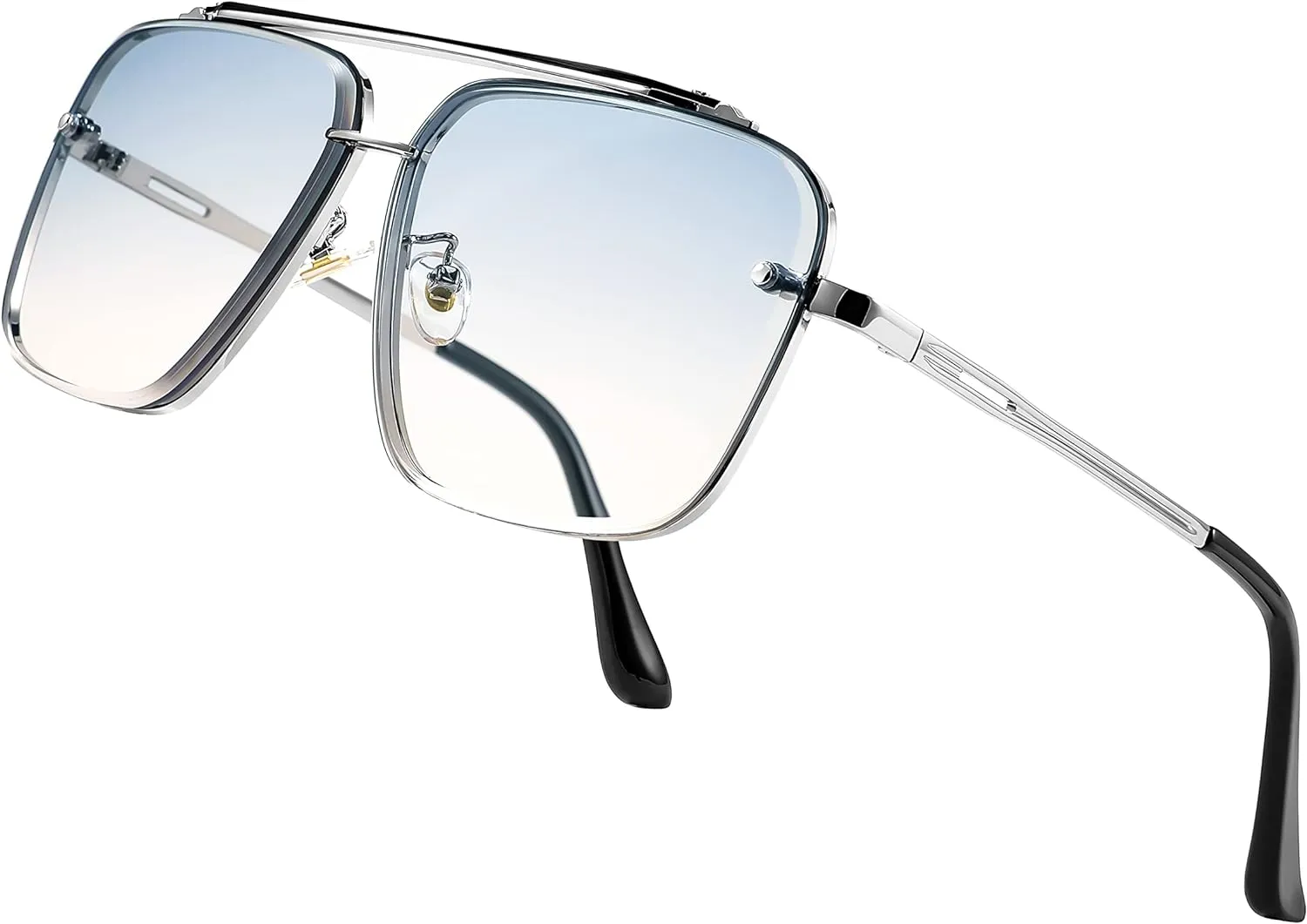 JOLLYNOVA Sunglasses, Fashion Square Pilot Sunglasses, Vintage Metal Gradient Glasses for Men and Women, B4104