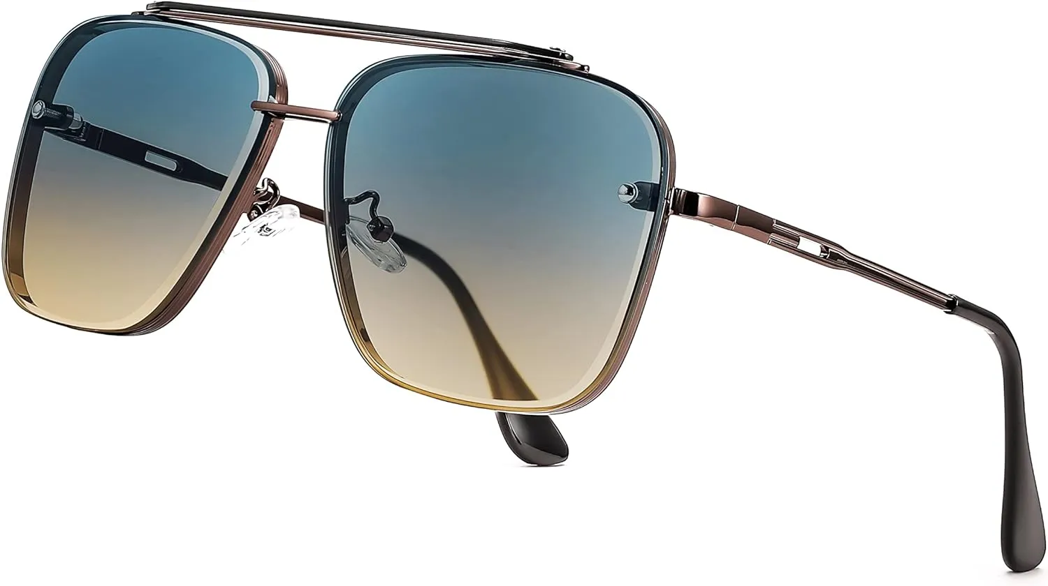 JOLLYNOVA Sunglasses, Fashion Square Pilot Sunglasses, Vintage Metal Gradient Glasses for Men and Women, B4104