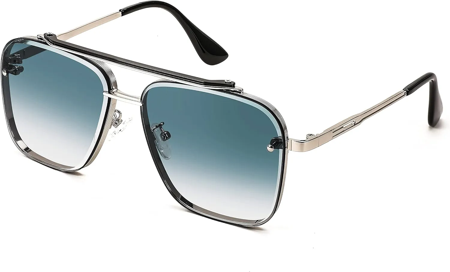 JOLLYNOVA Sunglasses, Fashion Square Pilot Sunglasses, Vintage Metal Gradient Glasses for Men and Women, B4104