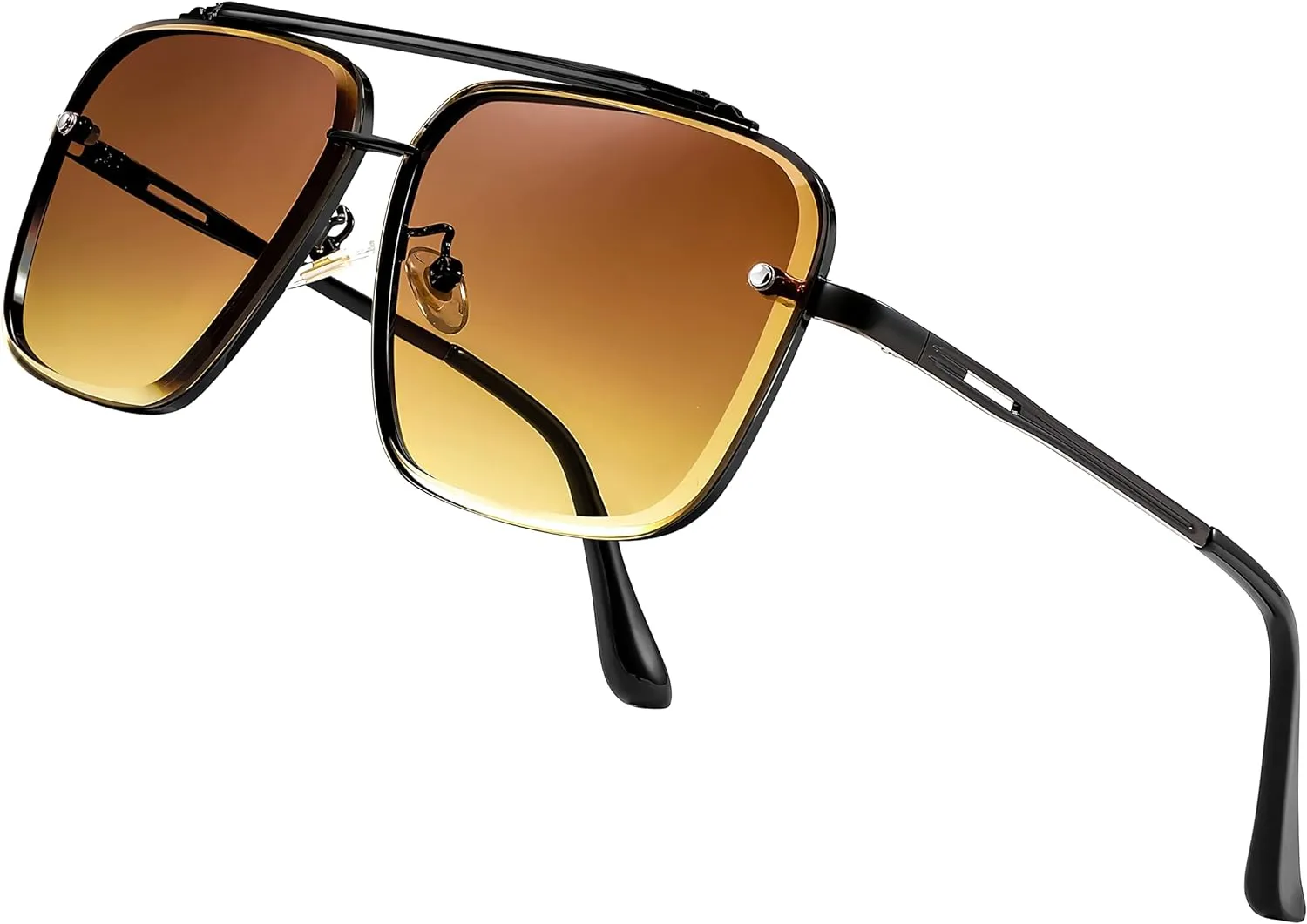 JOLLYNOVA Sunglasses, Fashion Square Pilot Sunglasses, Vintage Metal Gradient Glasses for Men and Women, B4104