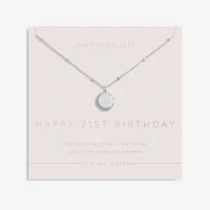 Joma Sterling Silver 21st Birthday Disc Pave Necklace
