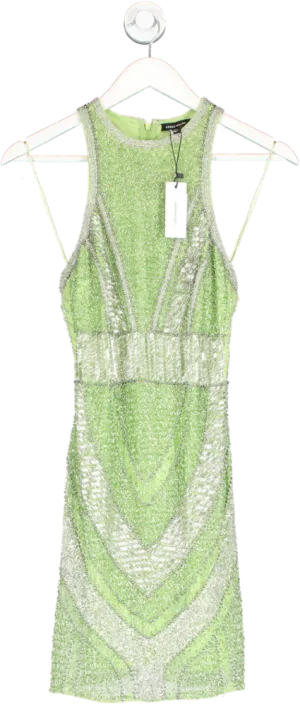 Karen Millen Green Premium Beading And Embellished Mini Dress BNWT UK 6
