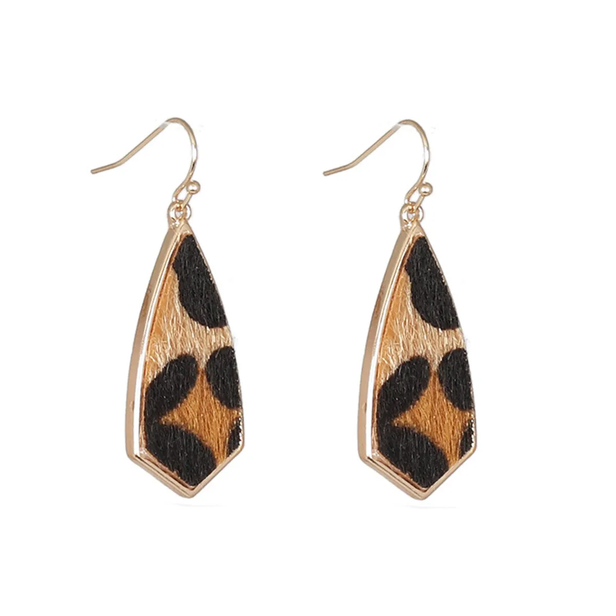 Khaki Polyurethane & 18K Gold-Plated Leopard Drop Earrings