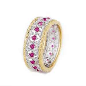Lace Filigree Diamond Sapphire Ruby Eternity Ring
