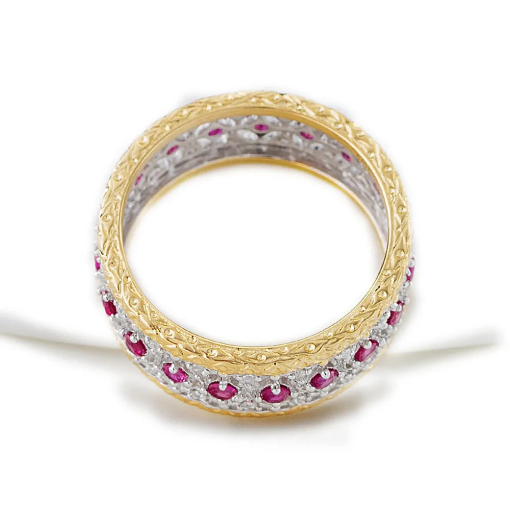 Lace Filigree Diamond Sapphire Ruby Eternity Ring