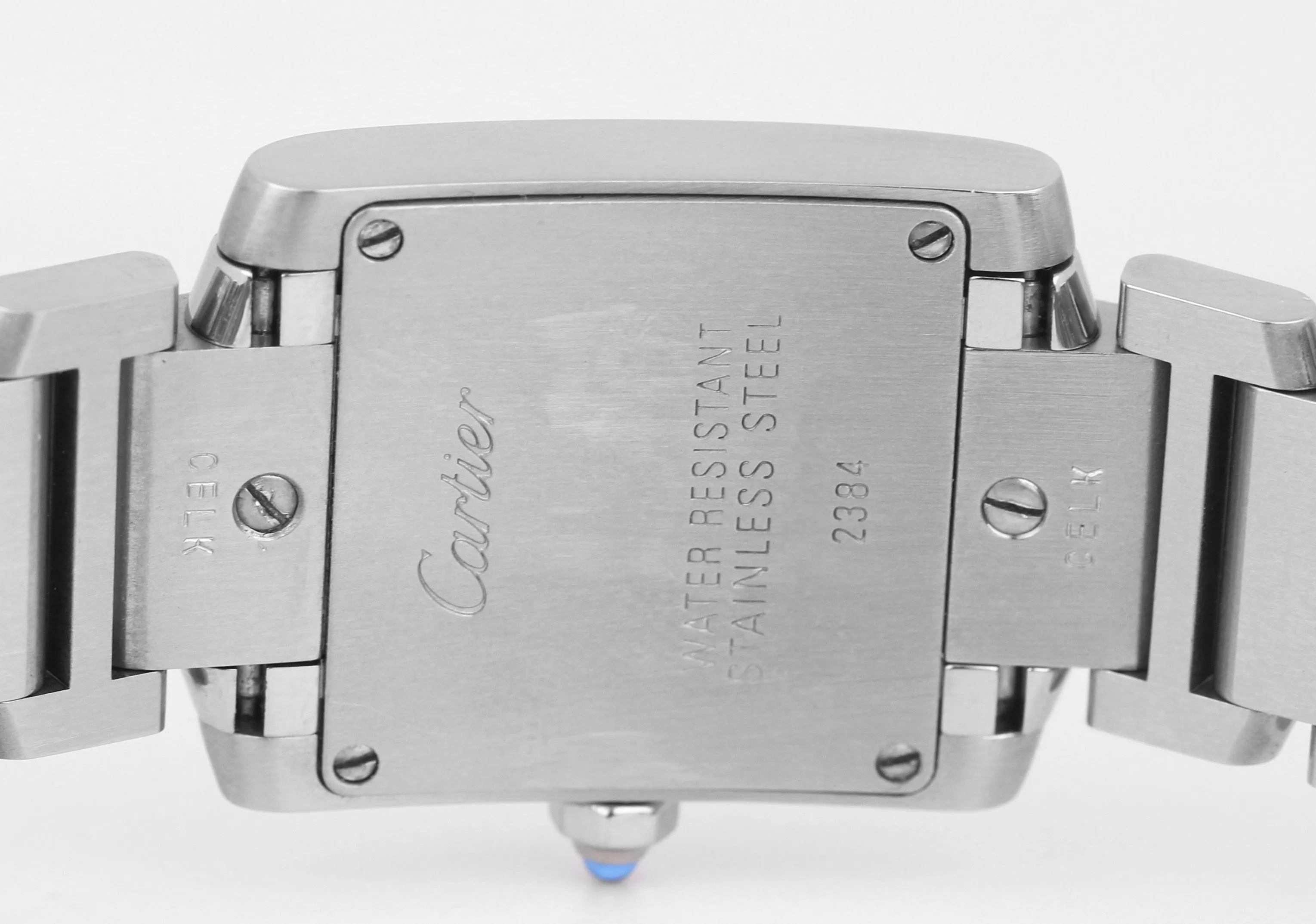 Ladies Cartier Tank Francaise 2384 Stainless Silver Ivory Roman Quartz Watch