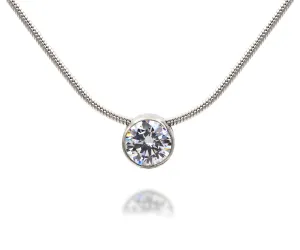 Large Classic Solitaire Bezel Slide Steel Necklace