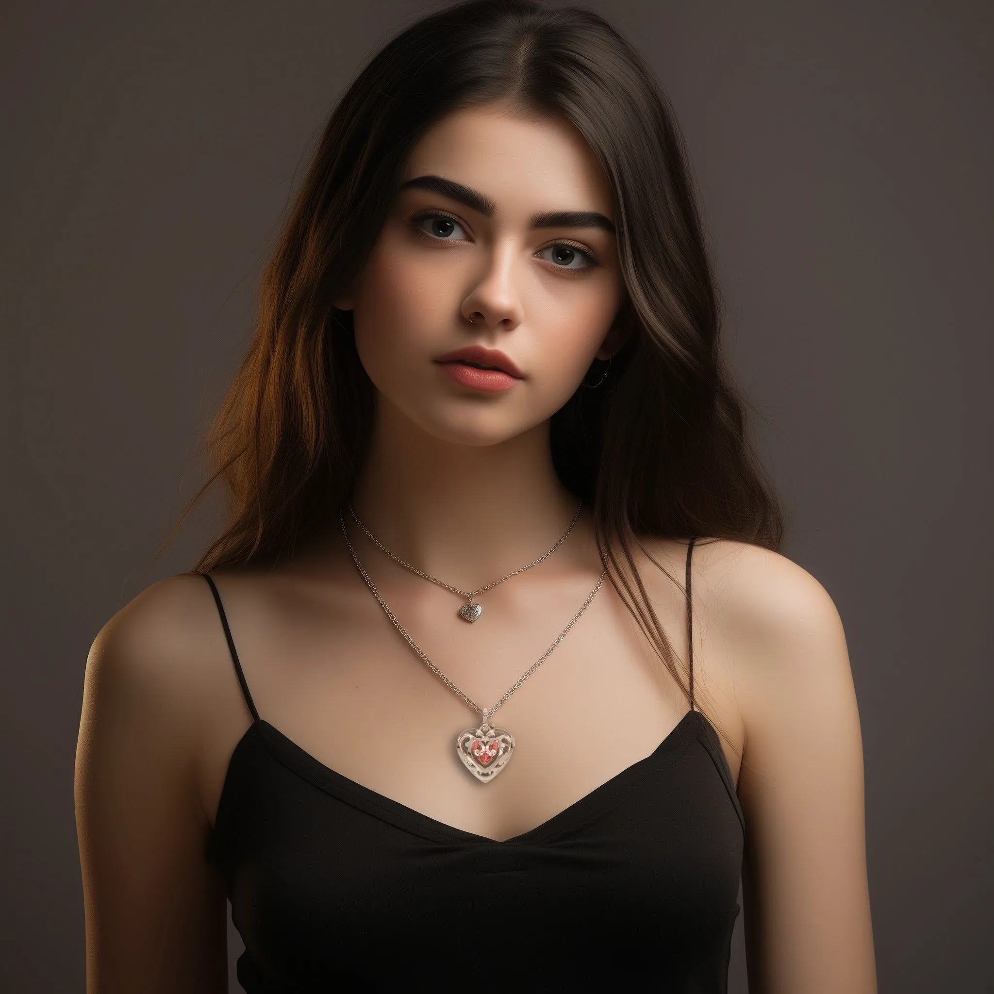 Large Ladies 925 Sterling Silver Polished Gemstone Heart Locket Pendant Necklace, 26mm