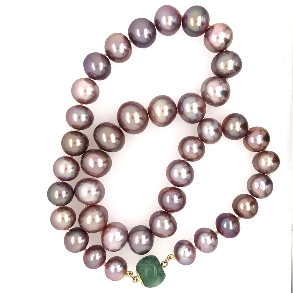 Lavender Pearls with Jadeite Clasp