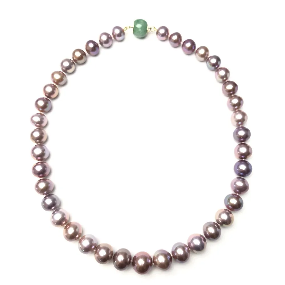 Lavender Pearls with Jadeite Clasp