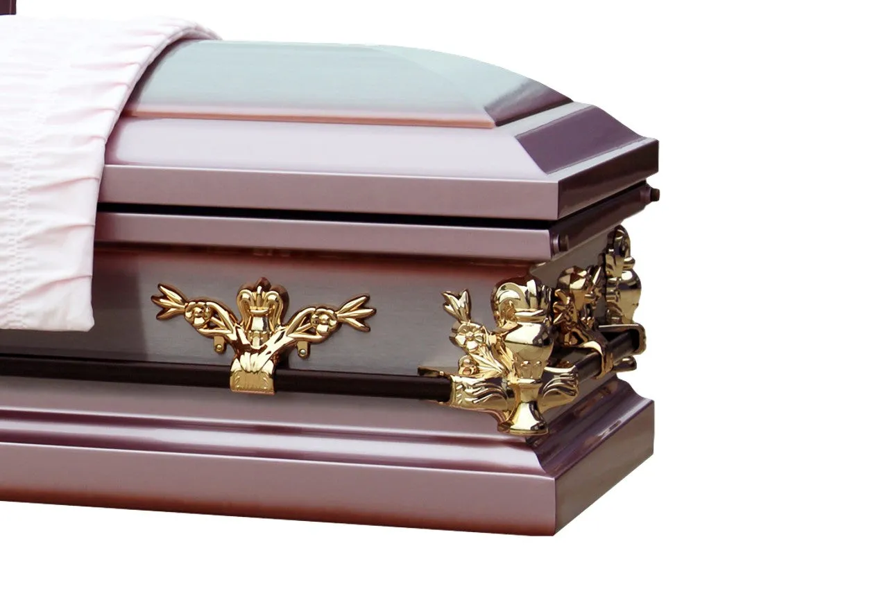 Lilac Rose Casket Purple Finish with Pink Velvet Interior