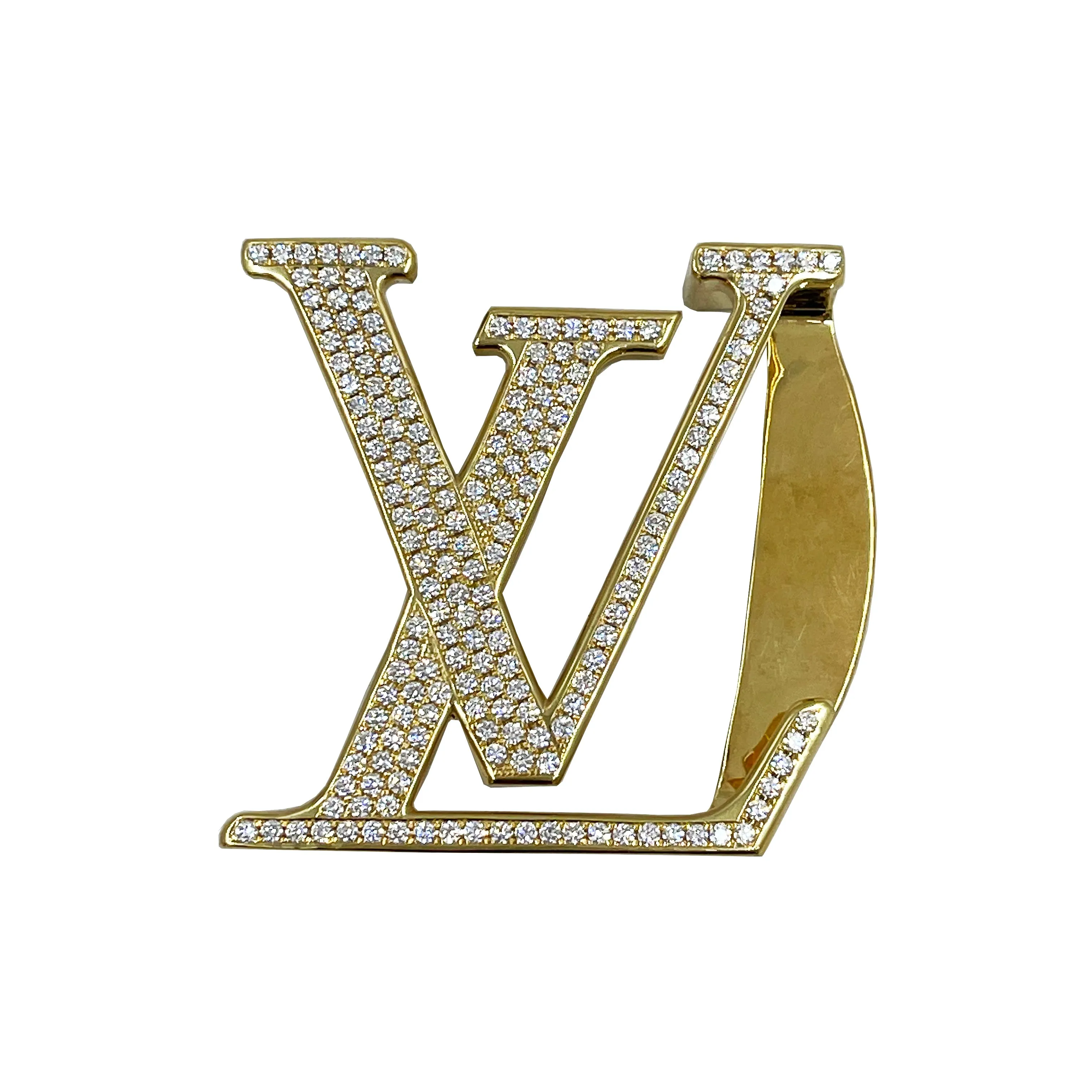 Louis Vuitton Gold Belt Buckle With Diamond Pavé