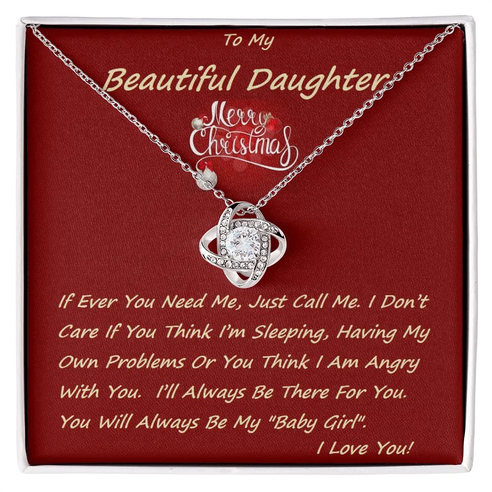 Love Knot Necklace, For Her, Custom Message Card