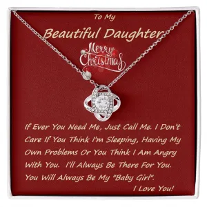 Love Knot Necklace, For Her, Custom Message Card