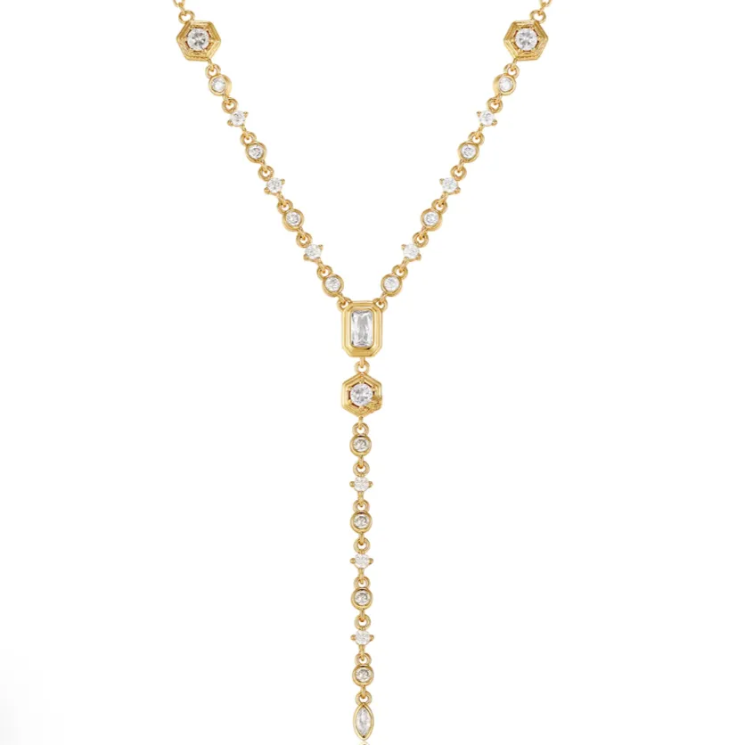 Luv AJ Stellar Bezel Lariat Gold