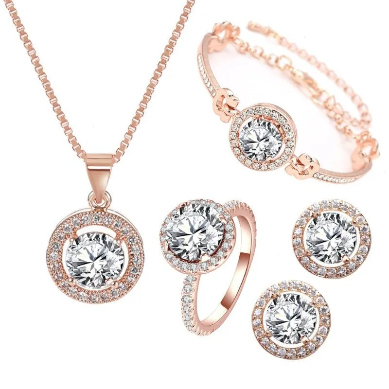 Luxury 6PCS Wristwatche Set Women Rose Gold Quartz Watch Jewelry