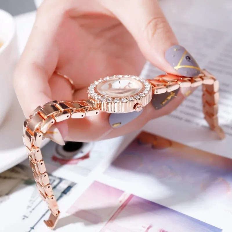 Luxury 6PCS Wristwatche Set Women Rose Gold Quartz Watch Jewelry