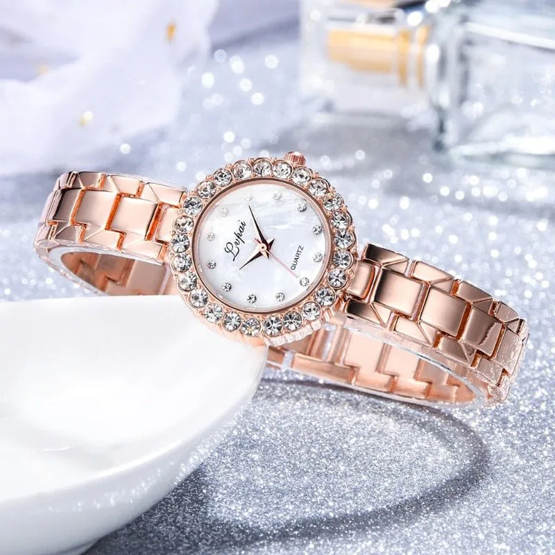 Luxury 6PCS Wristwatche Set Women Rose Gold Quartz Watch Jewelry
