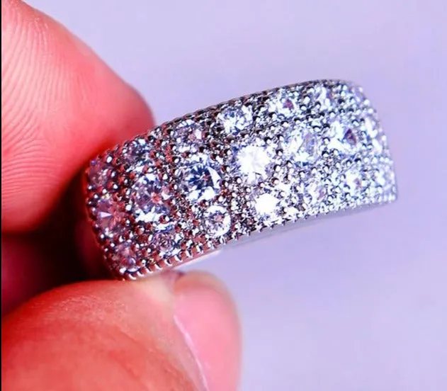 Luxury Blue Sapphire Gemstone Ring Silver Wedding Engagement Jewelry