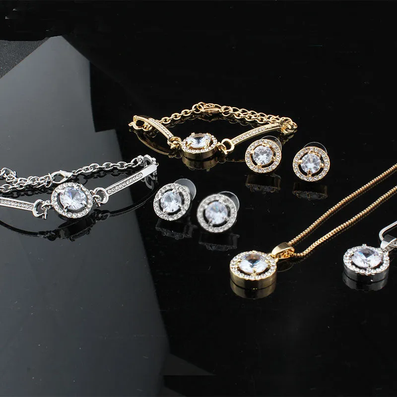 Luxury White Sapphire Jewelry Set For Women Wedding Jewellery