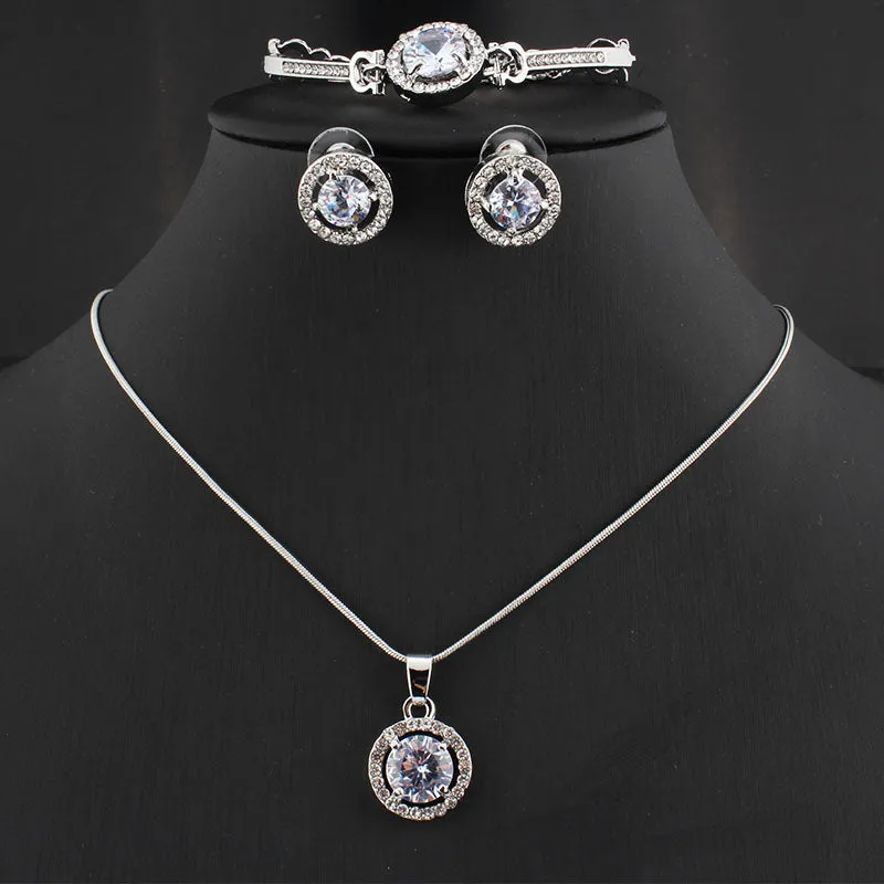 Luxury White Sapphire Jewelry Set For Women Wedding Jewellery