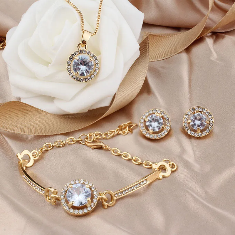 Luxury White Sapphire Jewelry Set For Women Wedding Jewellery