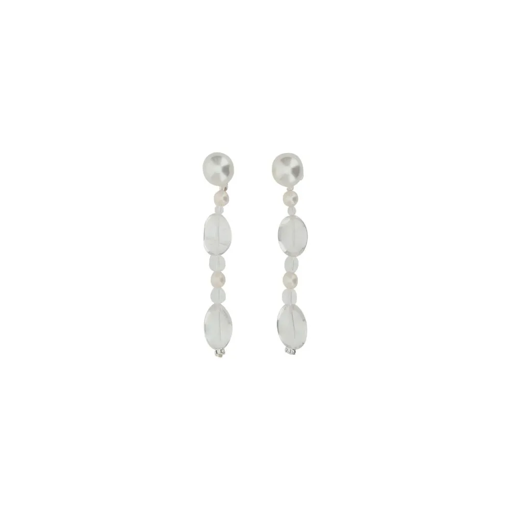 Magda Butrym Women White Earrings Pearl Pendants Classic Butterfly Clasp Jewelry