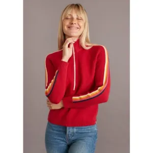 Marine Layer X Lost &amp; Found Snowbird Stripe Sleeve Quarter Zip Sweater Size M