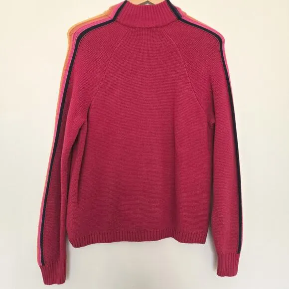 Marine Layer X Lost &amp; Found Snowbird Stripe Sleeve Quarter Zip Sweater Size M