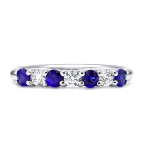 Mark Henry 18k White Gold "Everlong Slim Nine Stone" Sapphire and Diamond Band