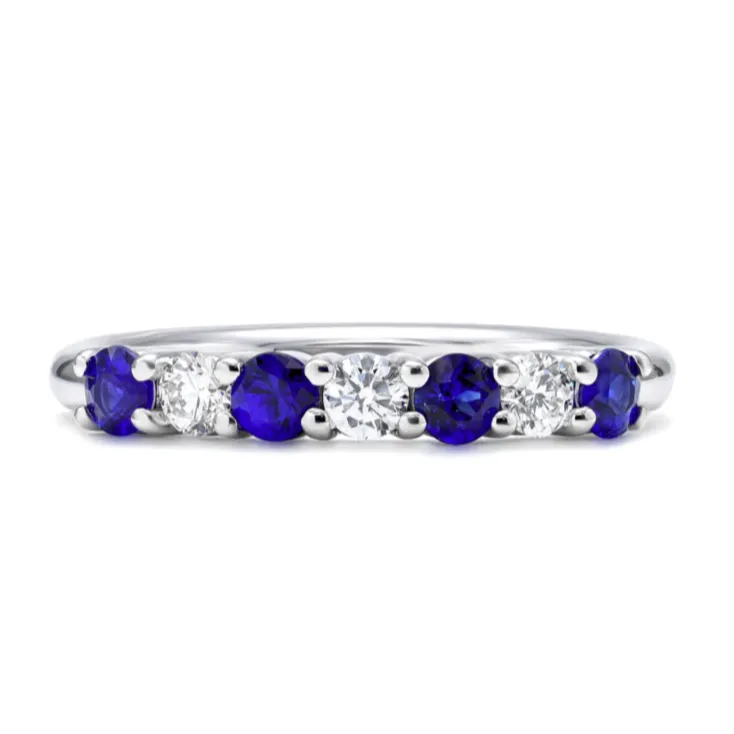 Mark Henry 18k White Gold "Everlong Slim Nine Stone" Sapphire and Diamond Band