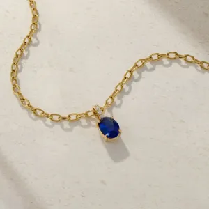 Mark Henry 18k Yellow Gold Oval Blue Sapphire and Diamond Necklace - 1.77ct