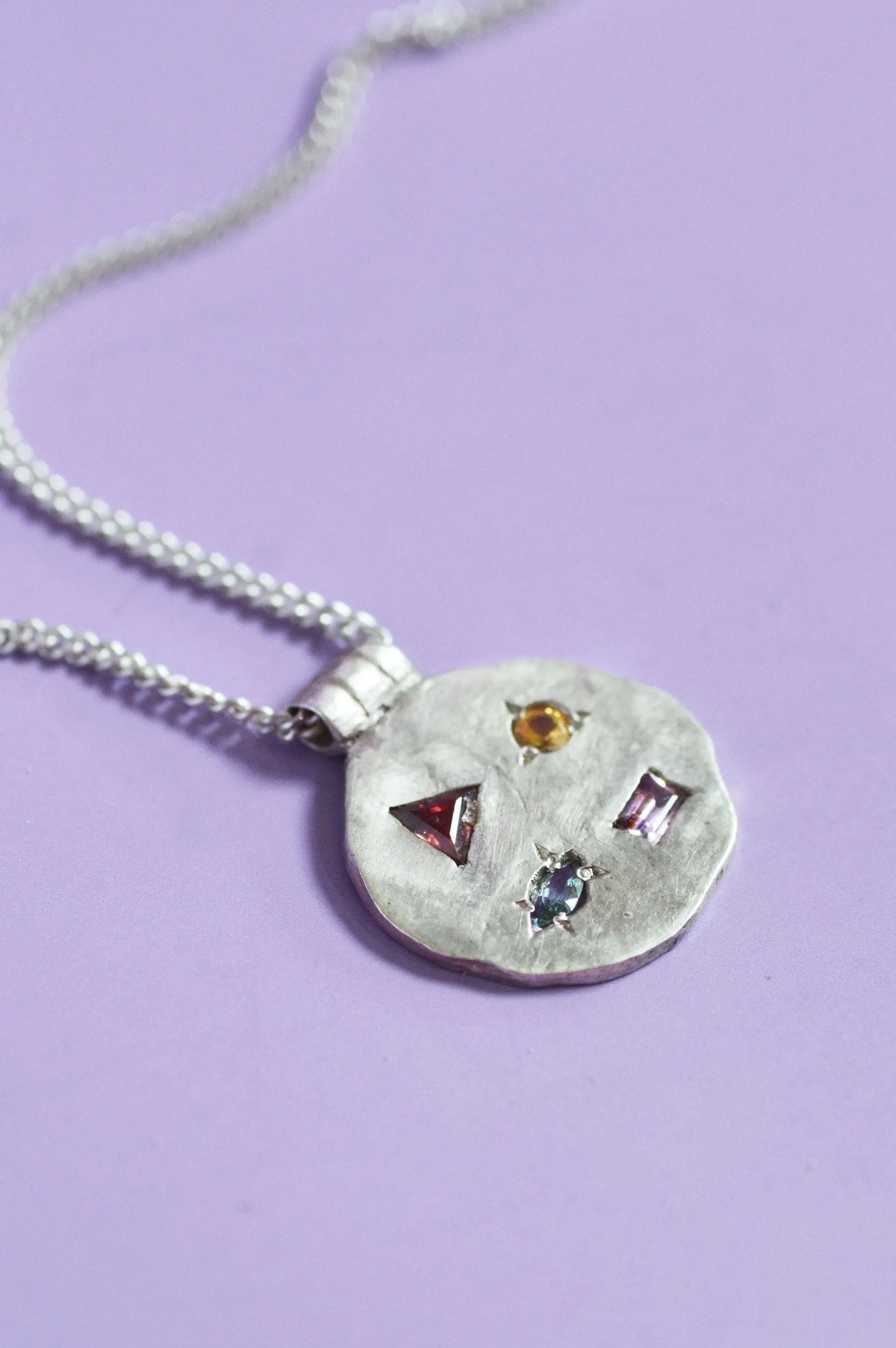 Marlee Garnet, Beryl, Spinel & Sapphire Silver Necklace 730-2