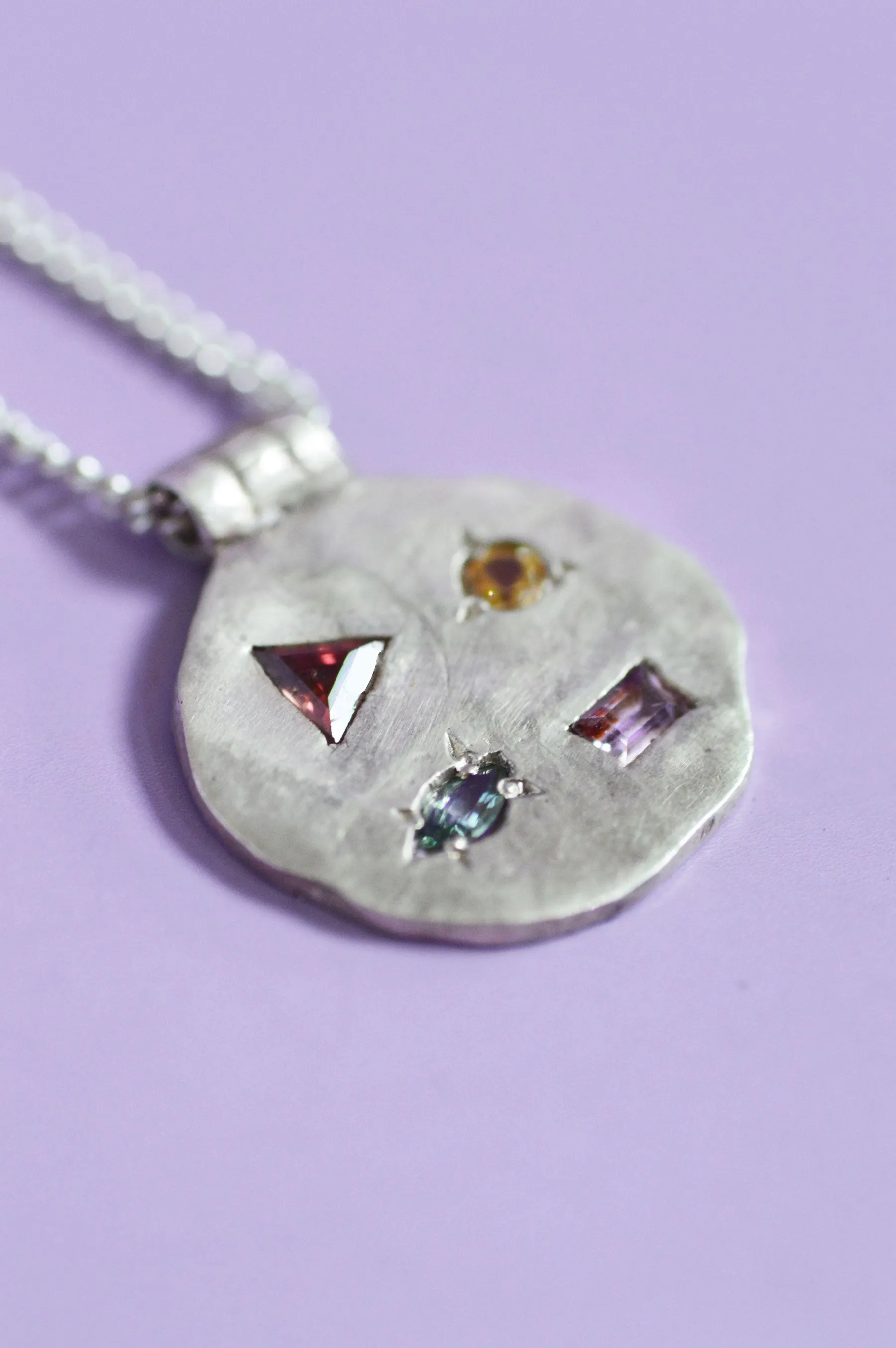 Marlee Garnet, Beryl, Spinel & Sapphire Silver Necklace 730-2