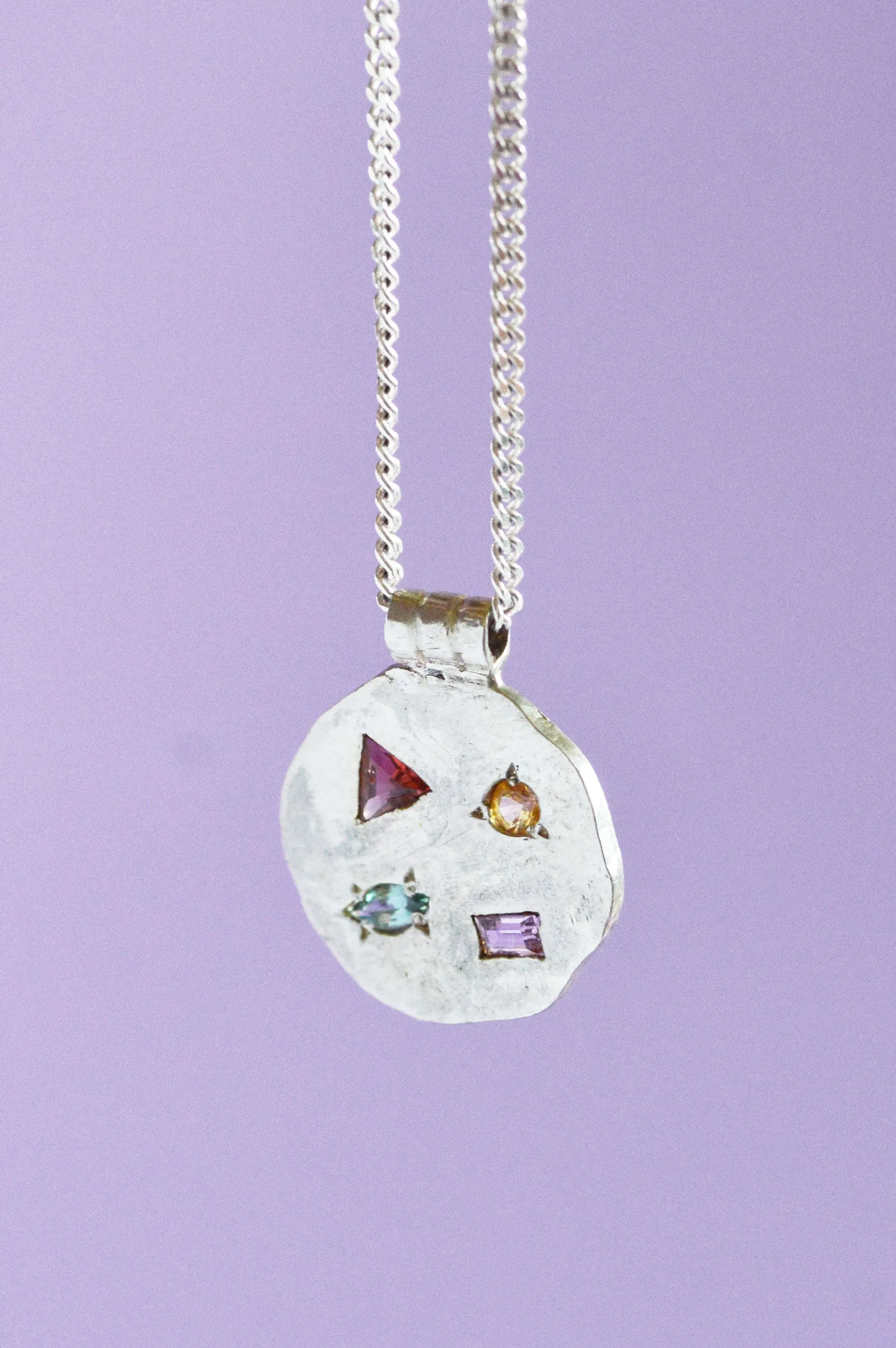 Marlee Garnet, Beryl, Spinel & Sapphire Silver Necklace 730-2