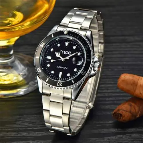 MCE 60034 Man Self-wind Mechanical Auto Date Stainless Steel Luxury Business Wrist Watch