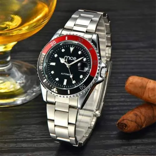 MCE 60034 Man Self-wind Mechanical Auto Date Stainless Steel Luxury Business Wrist Watch