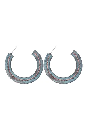 ME3135 - STITCH HAMMERED HOOP EARRINGS