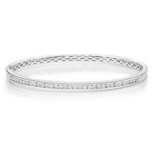 Memoire 18k White Gold Channel Set Diamond Bangle Bracelet