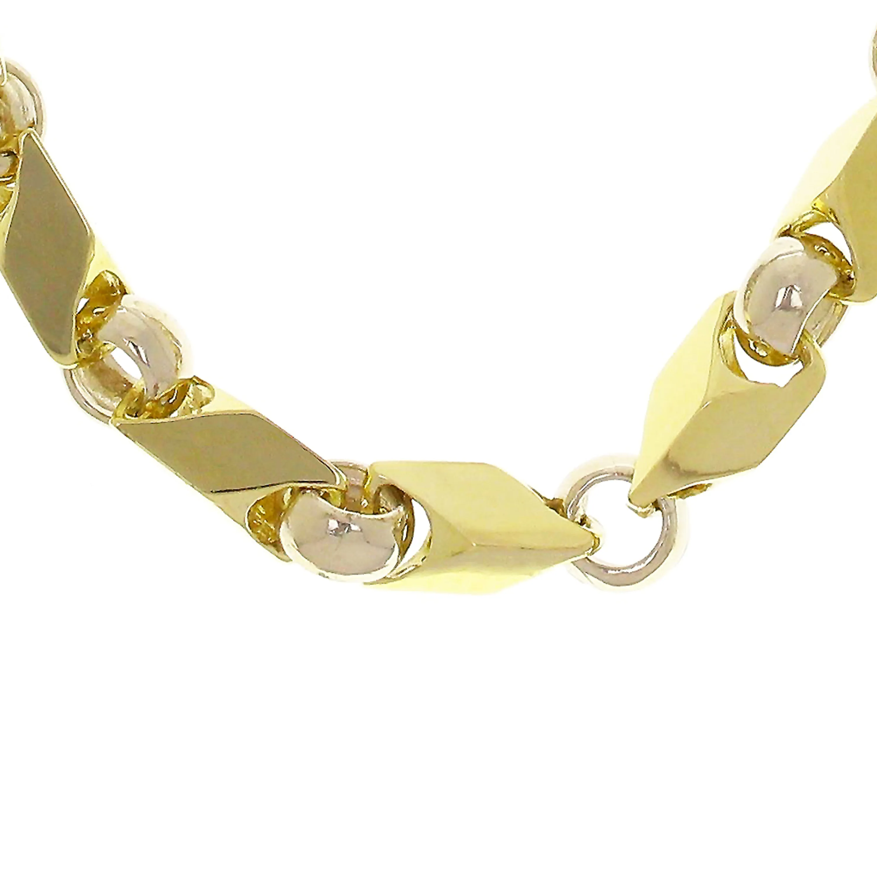 Men's 14k Two Tone Gold Handmade Fashion Link Necklace 24" 7mm 87.6 grams